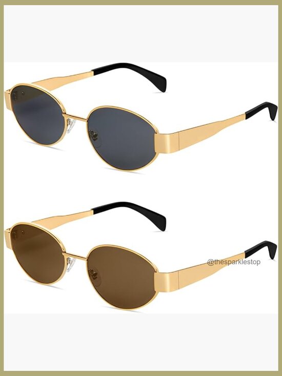 Retro Oval Sunglasses Metal Frame UV400 Protection Unisex